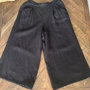 Poetry Black Wool Blend Wide-Leg Pants-ankle/crop length